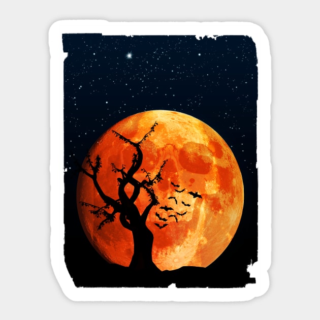 Halloween Moon with Skull Face Sticker by DyrkWyst